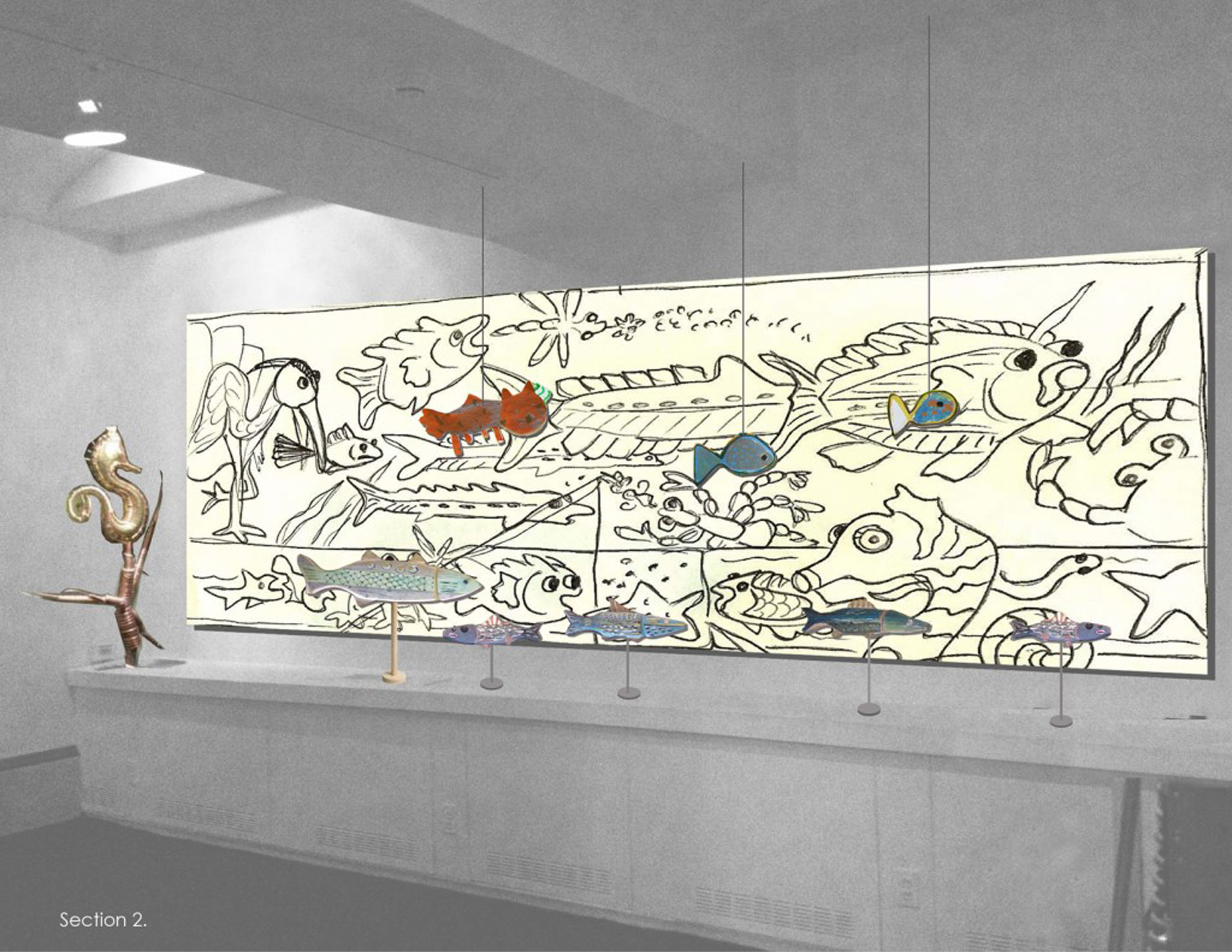 Fish Tales Exhibit at ArtsWestchester Gallery, New York (series of preliminary sketches)